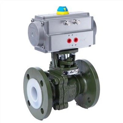 Pneumatisk fluorfodrad kula på av-ventil